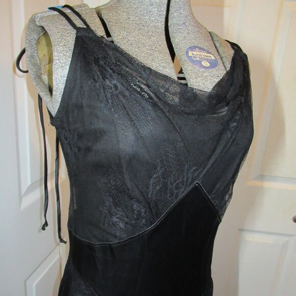 Blacklist Lip Service Satin & Lace Vintage Gown Retro Maxi Dress Goth 20s 30s - Picture 5 of 16